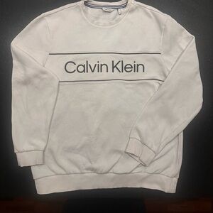 Calvin Klein Crewneck Sweatshirt, Minimalist Neutral Streetwear, Size Large